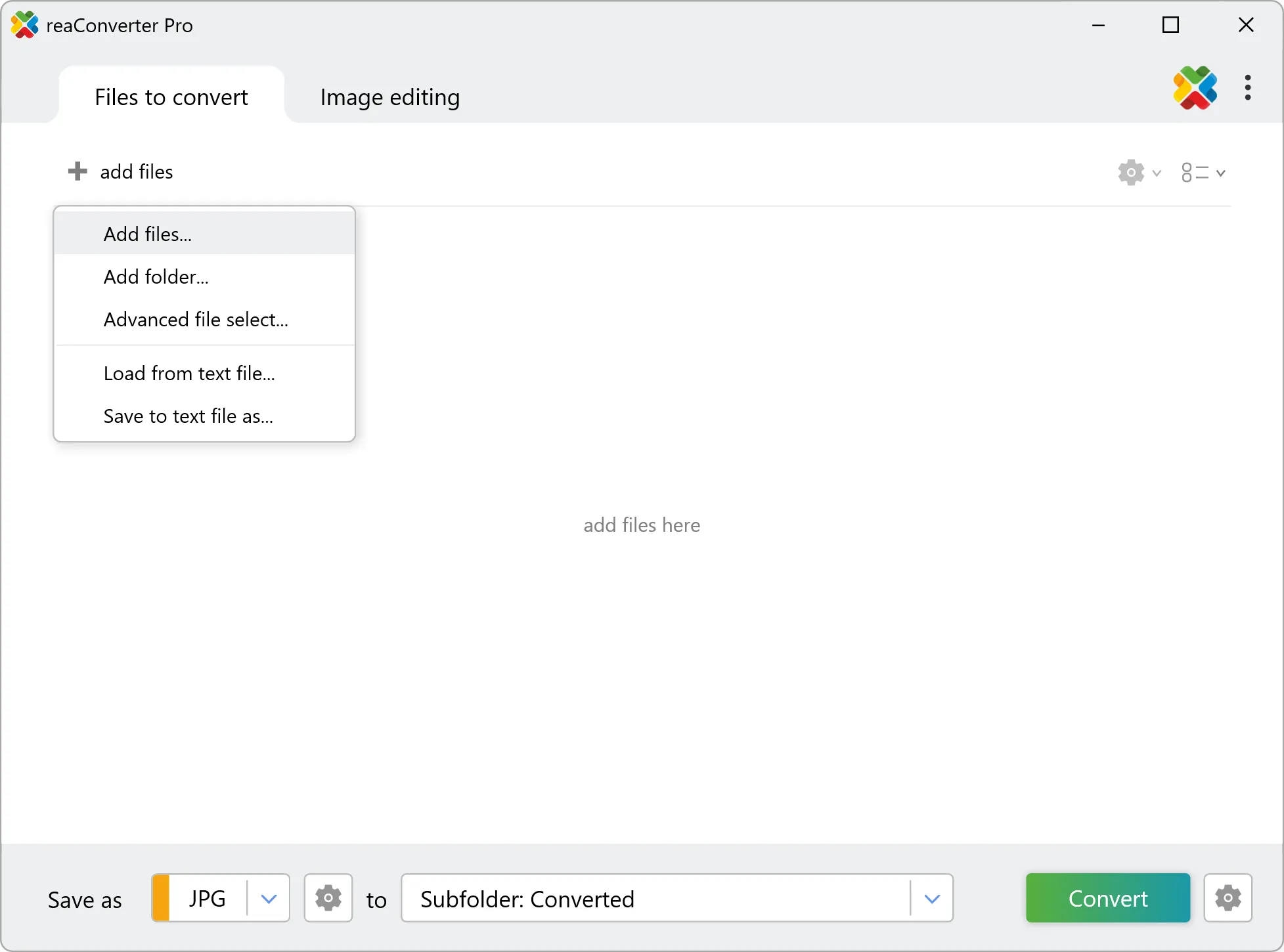 reaConverter Interface reaConverter screenshot
