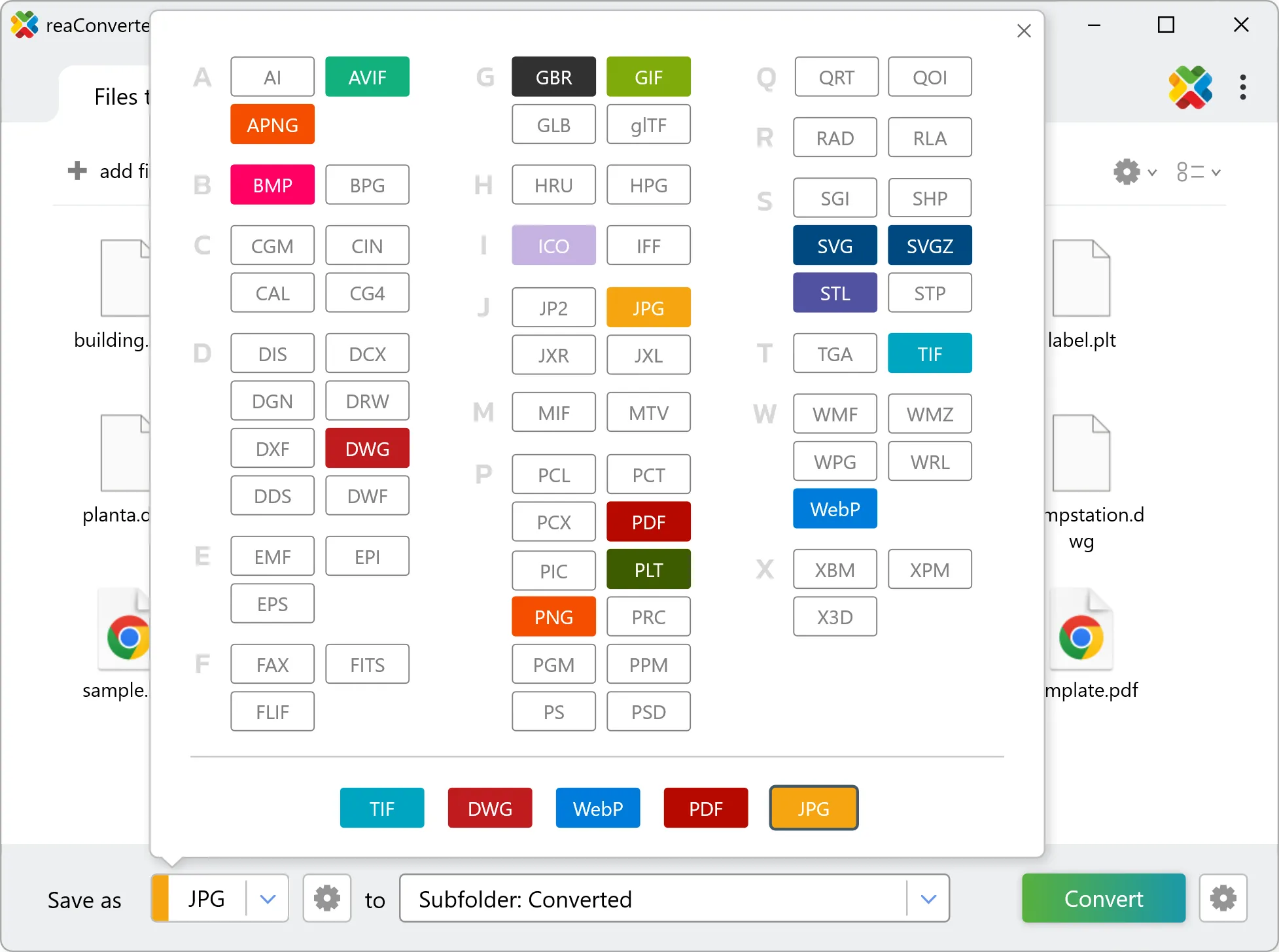 Select WPG as output format